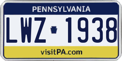 PA license plate LWZ1938