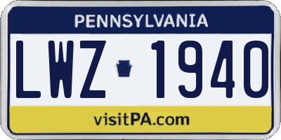 PA license plate LWZ1940