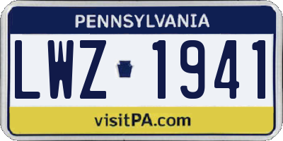 PA license plate LWZ1941