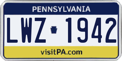 PA license plate LWZ1942