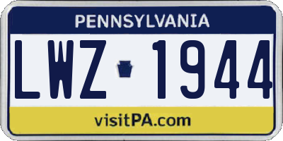 PA license plate LWZ1944