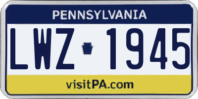 PA license plate LWZ1945