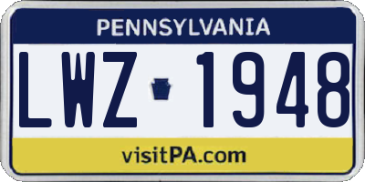 PA license plate LWZ1948