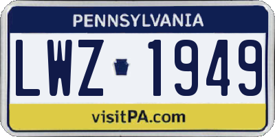 PA license plate LWZ1949