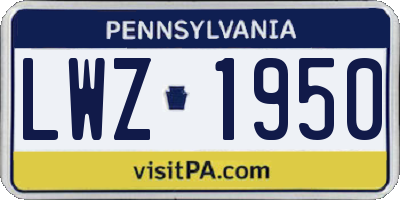 PA license plate LWZ1950