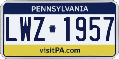 PA license plate LWZ1957