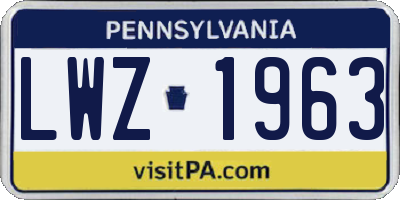 PA license plate LWZ1963