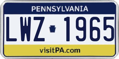PA license plate LWZ1965