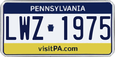 PA license plate LWZ1975