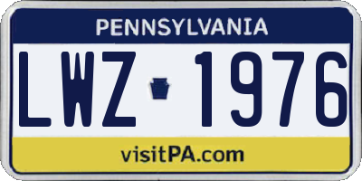 PA license plate LWZ1976