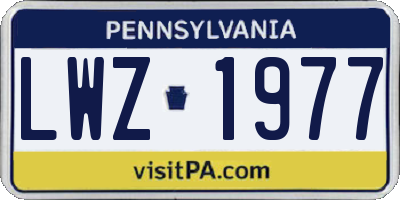 PA license plate LWZ1977