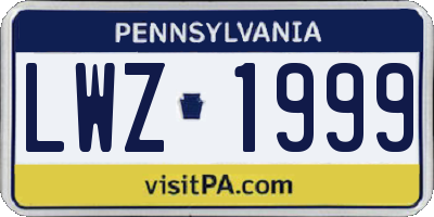 PA license plate LWZ1999