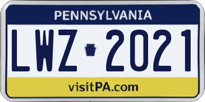 PA license plate LWZ2021