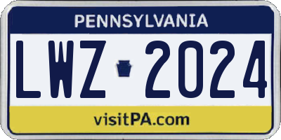 PA license plate LWZ2024