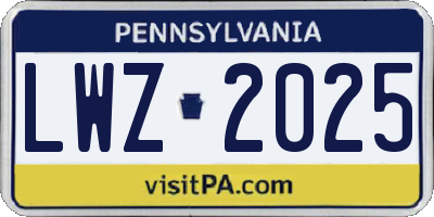 PA license plate LWZ2025