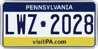PA license plate LWZ2028