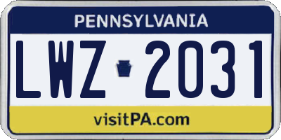 PA license plate LWZ2031
