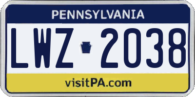 PA license plate LWZ2038
