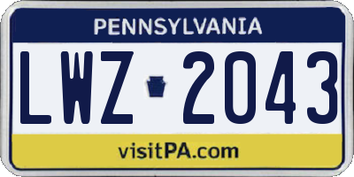 PA license plate LWZ2043