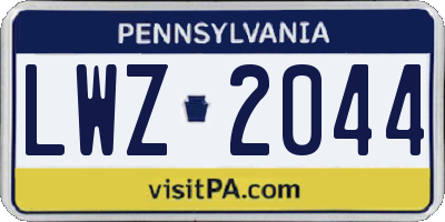 PA license plate LWZ2044