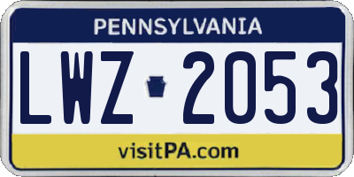 PA license plate LWZ2053