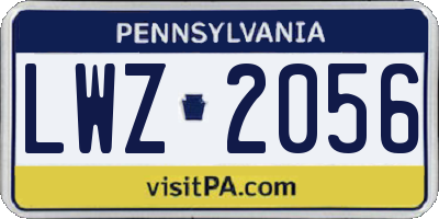 PA license plate LWZ2056