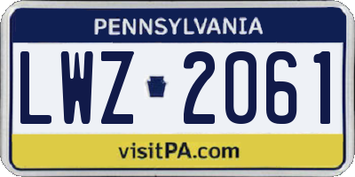 PA license plate LWZ2061
