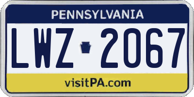PA license plate LWZ2067