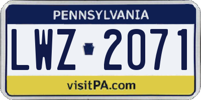 PA license plate LWZ2071