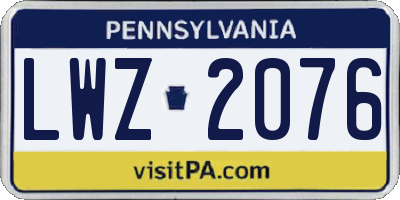PA license plate LWZ2076