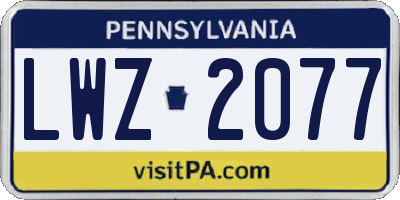 PA license plate LWZ2077