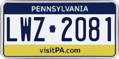 PA license plate LWZ2081