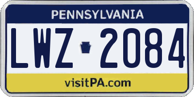 PA license plate LWZ2084