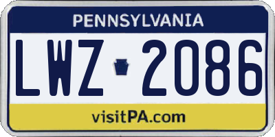 PA license plate LWZ2086