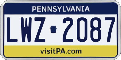 PA license plate LWZ2087