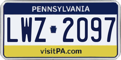 PA license plate LWZ2097