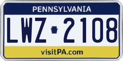 PA license plate LWZ2108