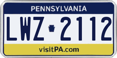 PA license plate LWZ2112