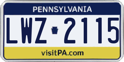 PA license plate LWZ2115