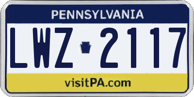 PA license plate LWZ2117