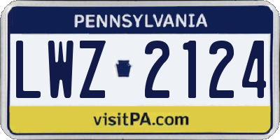 PA license plate LWZ2124