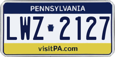 PA license plate LWZ2127