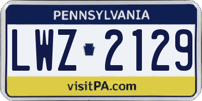 PA license plate LWZ2129