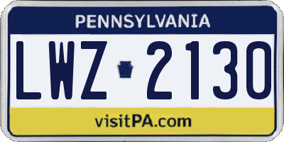 PA license plate LWZ2130