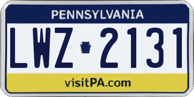 PA license plate LWZ2131