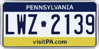 PA license plate LWZ2139