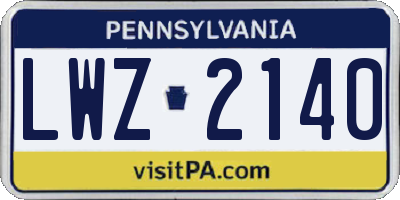 PA license plate LWZ2140