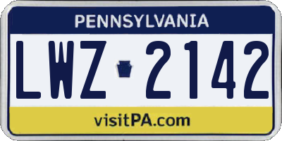 PA license plate LWZ2142
