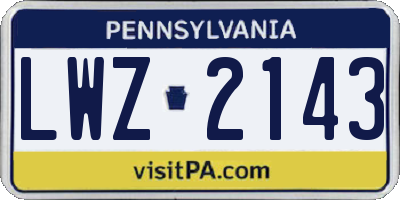 PA license plate LWZ2143