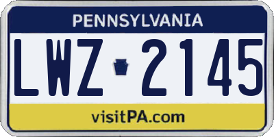 PA license plate LWZ2145